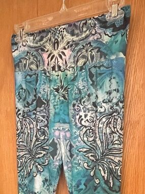 Teal Printed Leggings - 1X